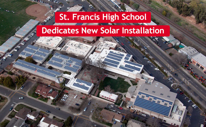 Aerial view of St. Francis High School Solar Installation by Valley Solar, Inc. Aerial view of St. Francis High School Solar Installation by Valley Solar, Inc.